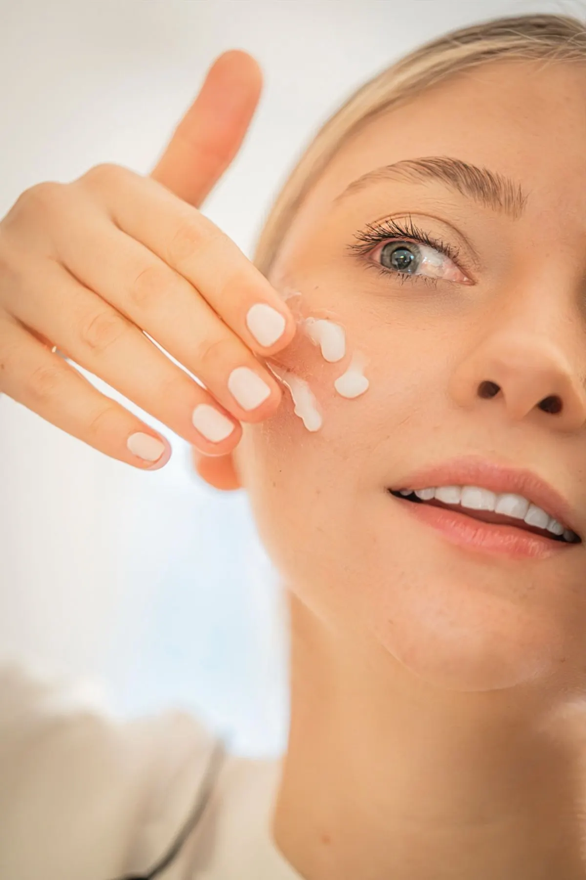 Woman applying a hydrating treatment as part of her beauty routine